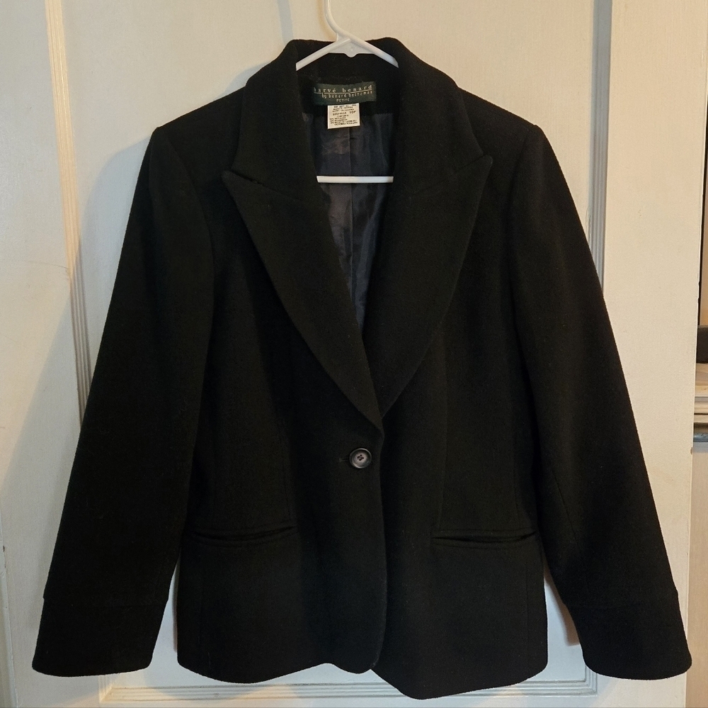 Harve Benard | Wool/Cashmere Blazer | Black | 10P | Pockets | Vintage